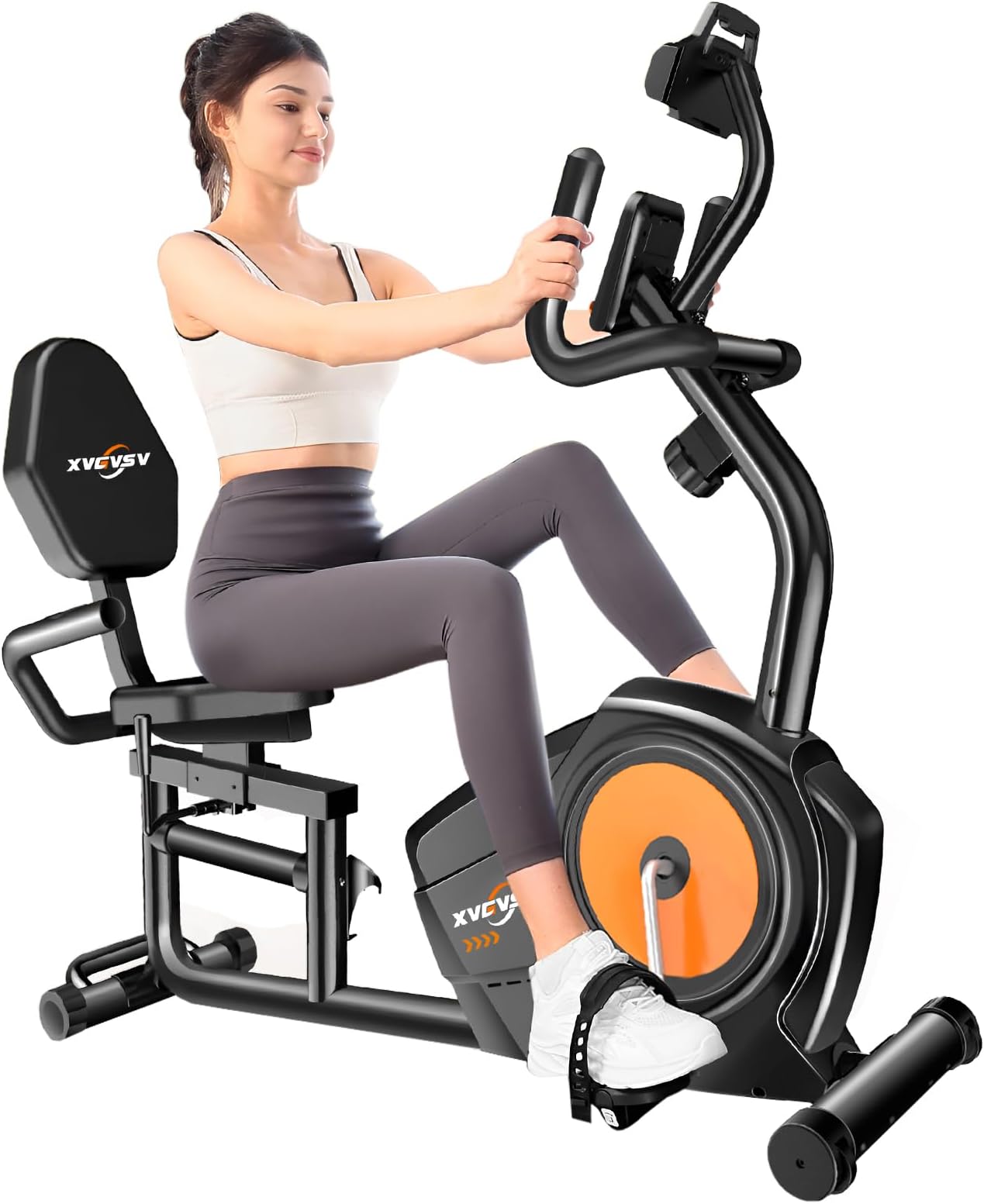 Recumbent Exercise Bike, Recumbent Stationary Bike for Home, Recumbent Bike with 400LB Weight Capacity Whisper-Quiet 16 Levels Magnetic Resistance Heart Rate Handle and Multi-Function LCD Comfortable Seat (Grey)