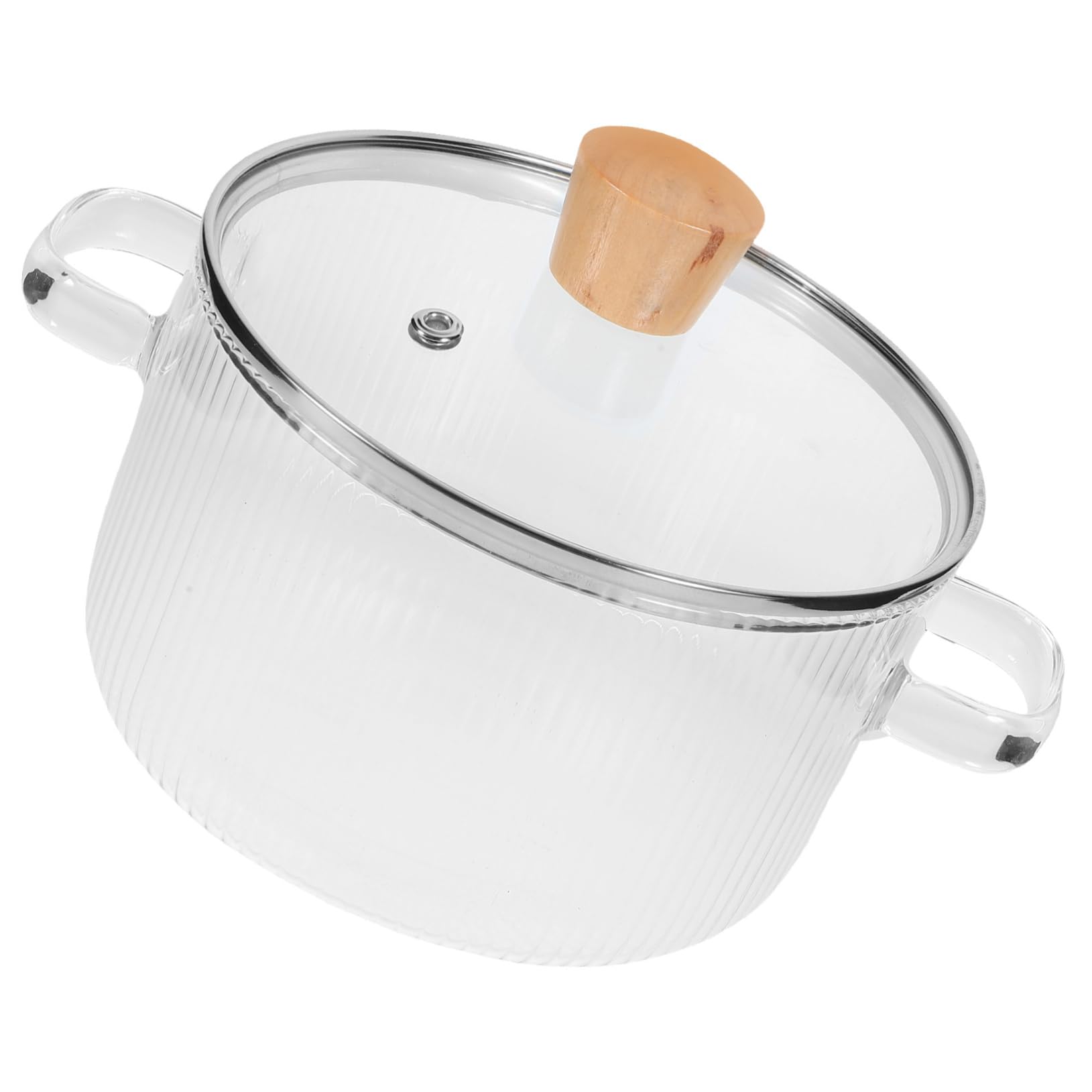 Cabilock Olla de Vidrio de Borosilicato de 1500ml Tapa y Doble Asa para Cocinar Fideos y Alimentos para Bebés Proceso Visible y Diseño Resistente