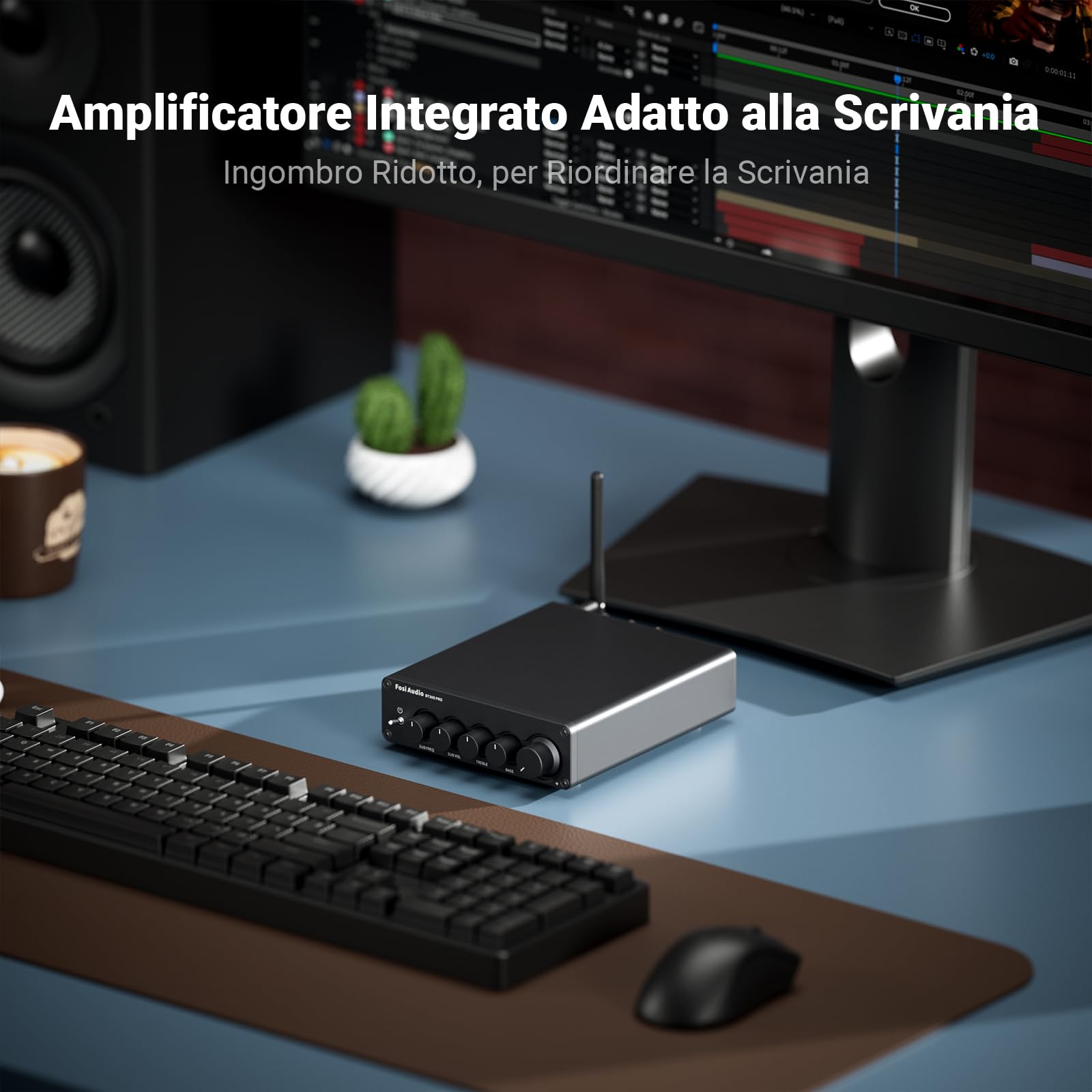 Fosi Audio BT30D Pro Amplificatore Bluetooth 2.1 Canali HiFi TDA3255 165W x2+350W Subwoofer