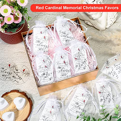 50 Set Bereavement Cardinal Sign Sympathy Favors Acrylic Ornaments Inspirational Memorial Funeral Poem Cards Prayer Cards For Funeral White Organza Bags Condolences Gifts For Loss Family Friends #TOP6