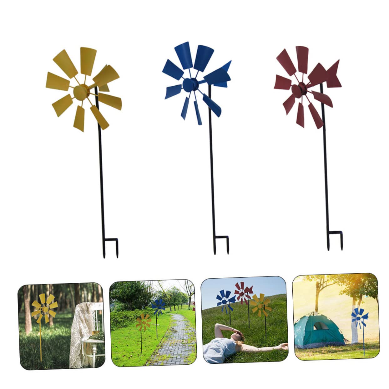3stücke Teiliges Windmühlen-Dekoration Metall Für Garten Und Außenbereich Bunte Drehbare Windspinner Für Kreative Und Festliche Anlässe