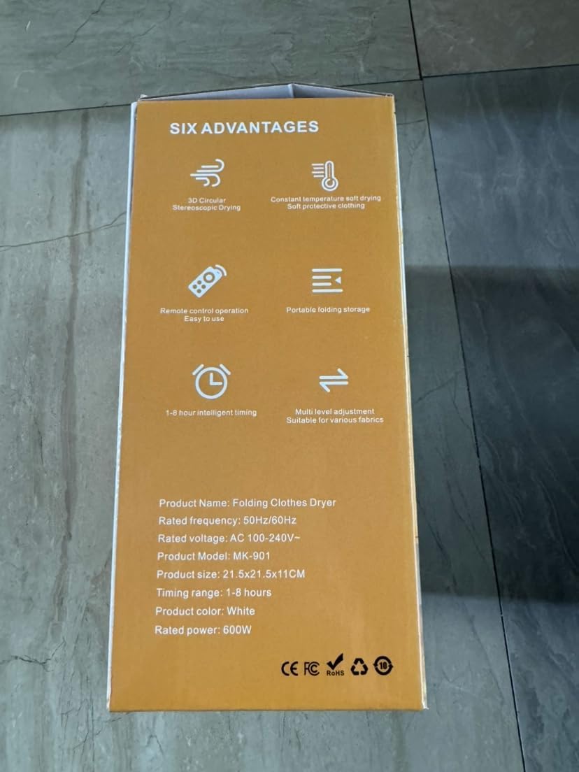 Portable Clothes Dryer, Compact & Foldable Electric Drying Machine for Home, Travel & RV, with Remote Control and Carry Bag