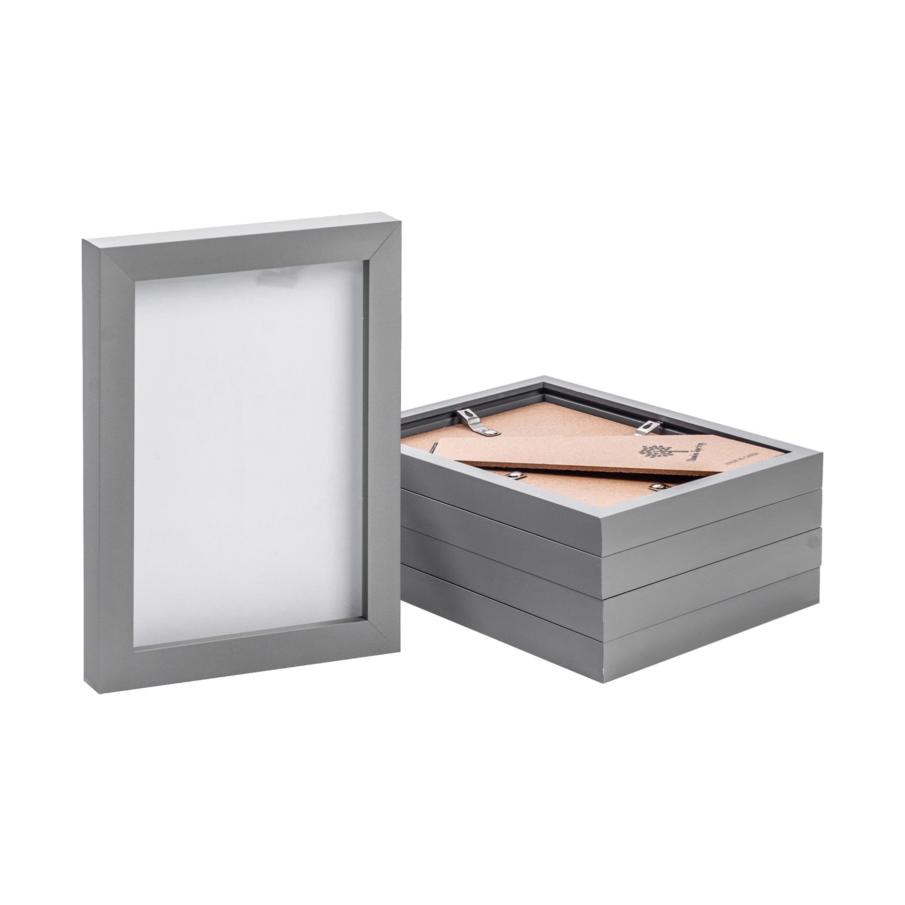 Nicola Spring Photo Frames - Fits Photo Size 5 x 7 (12 x 17cm) - Pack of 5 - Grey Picture Frame Wall Mounted Small Portrait with Stand Freestanding Certificate Poster Display