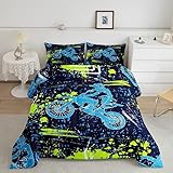 Feelyou ダートバイク キッズ 掛け布団セット エクストリーム スポーツ 寝具セット 男の子 女の子 装飾 レーシング モトクロス ライダー 掛け布団 アーバン デュベセット ベッドルーム キルトセット 2ピース 幼児サイズ