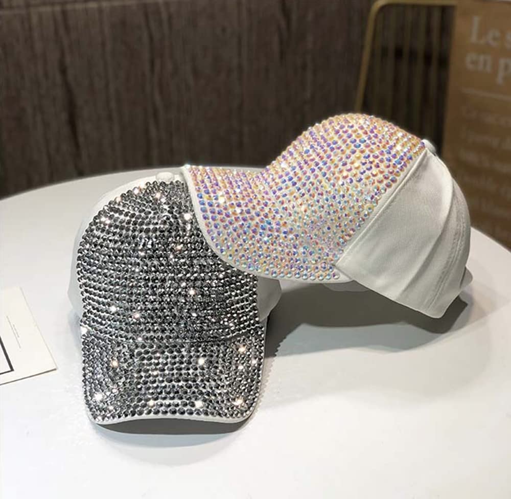 Sombreros de Béisbol Brillantes, Gorra de Béisbol Ajustable con Cristales de Diamantes de Imitación para Mujer