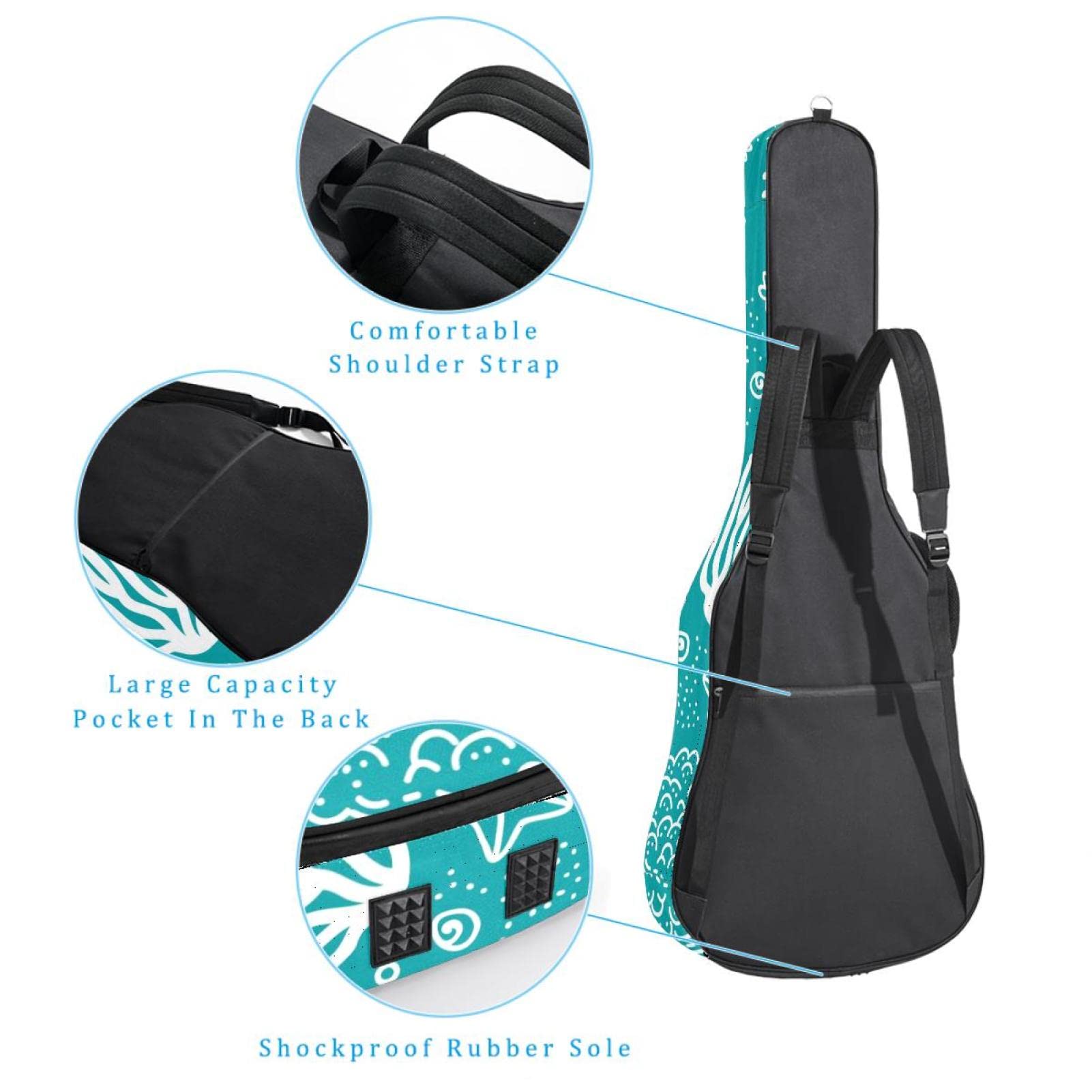 Akustikgitarrentasche Wasserdicht Gitarre Rucksack Dicke Weich Gepolstert Geometrisch Blau Klassische Gitarre Tasche, Farbe8, 42.9x16.9x4.7 in, Taschen-Organizer