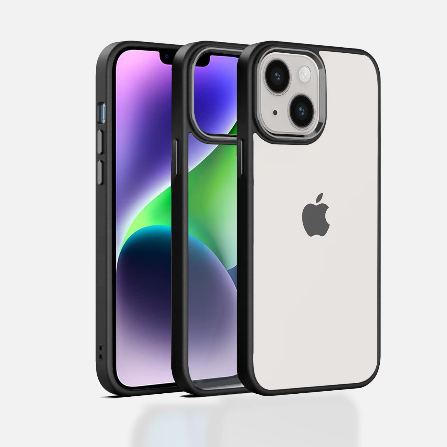 Pikkme Back Cover |Electroplated Chrome Metal Ring | Full Camera Protection | Raised Edges | Super Soft Side TPU | Bumper Case for iPhone 14 Plus (Black)