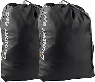 Flightmode Travel Laundry Bag with Drawstring Closure, 2 Pieces Heavy Duty Laundry Bag Dirty Clothes Drawstring Bag with W...