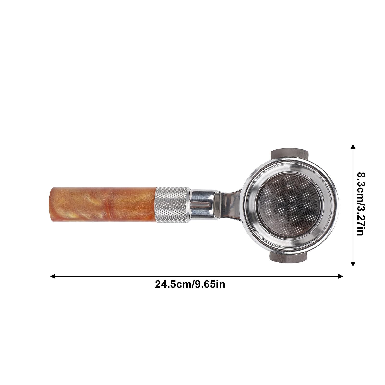 Portafiltro de café de Doble Oreja de Acero Inoxidable E61, Portafiltro de café de Doble Oreja de Acero Inoxidable de Diseño Hueco para Hacer café, con Ergonómico (Marrón ámbar)