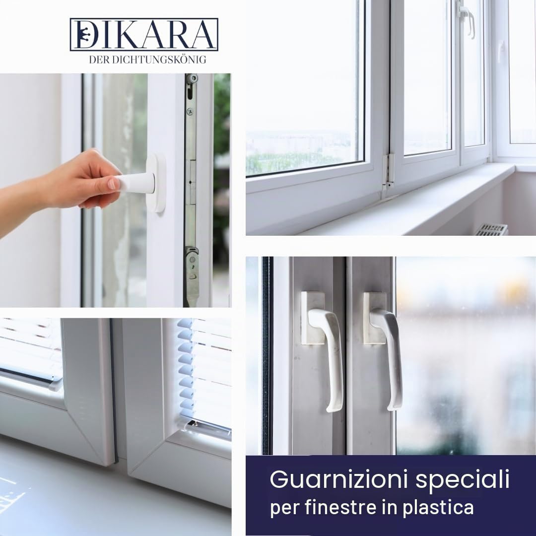 Guarnizione di arresto per sistema di finestre, guarnizione per vetri per esterni ed interni, finestra in plastica e alluminio, 5 m, colore: grigio