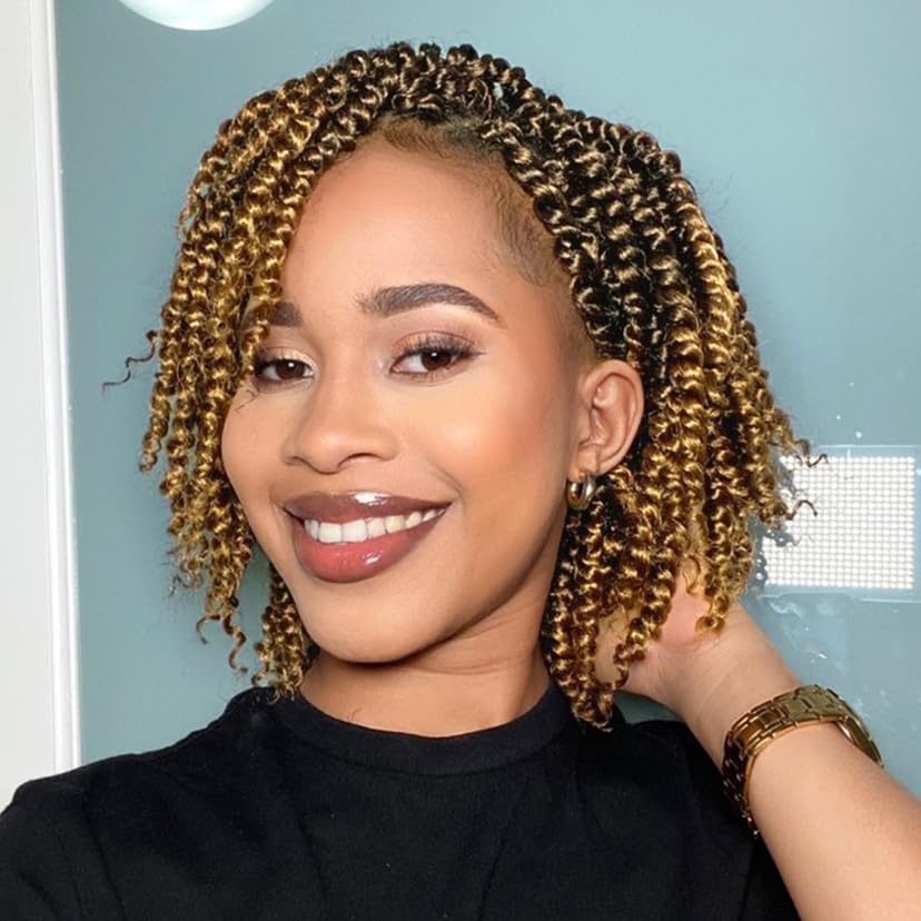 AMELI Passion Twist Crochet Hair 8 Inch, 8 Packs,...