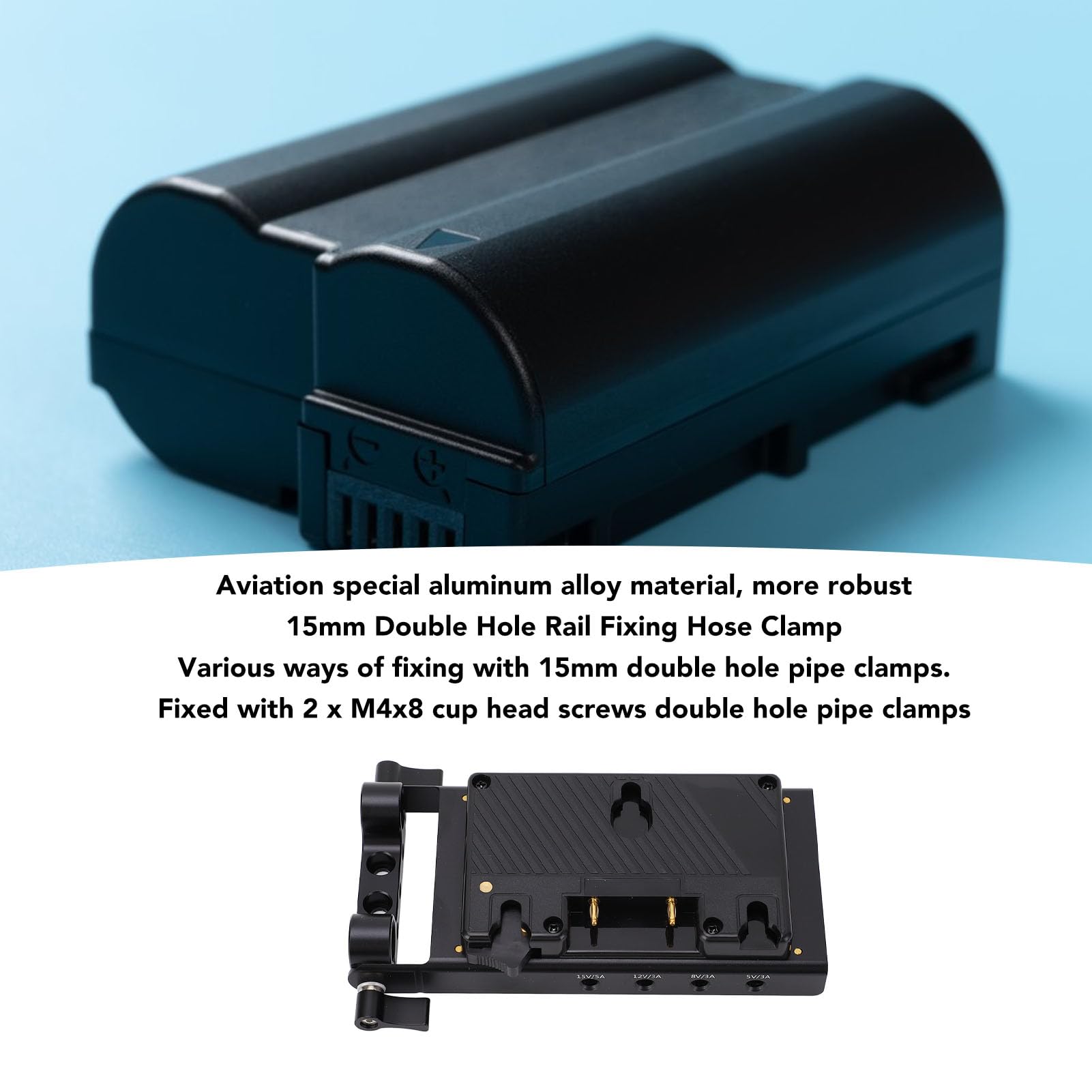 Placa Adaptadora Convertidora de Batería para Videocámara Anton Bauer Monitor de Luz LED, Salida USB Dual D Tap Abrazadera de Varilla de 15 Mm Placa Convertidora Adaptadora de