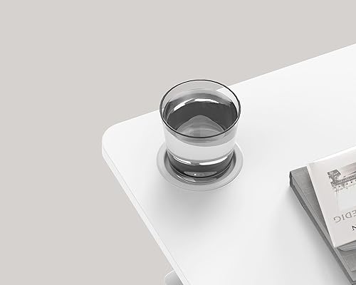 Miniatura 7 de Kantek Mesa auxiliar de elevación neumática móvil blanca, 28 x 15.7 pulgadas, altura fácil y silenciosa, ajustable (25 a 39 pulgadas), ruedas
