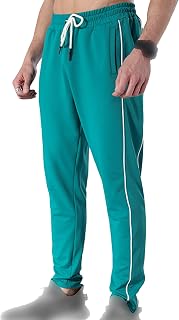 OULIWANGLUO Men's Middle Waist Tether Slacks Sports Slim Sweat-Absorbent Feet Pants Micro-Elastic Breathable Trousers