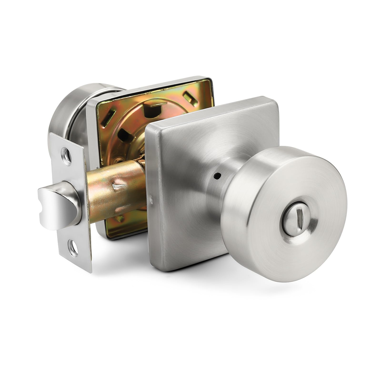 Bouton de porte sans clé pour salle de bain Probrico finition nickel satiné