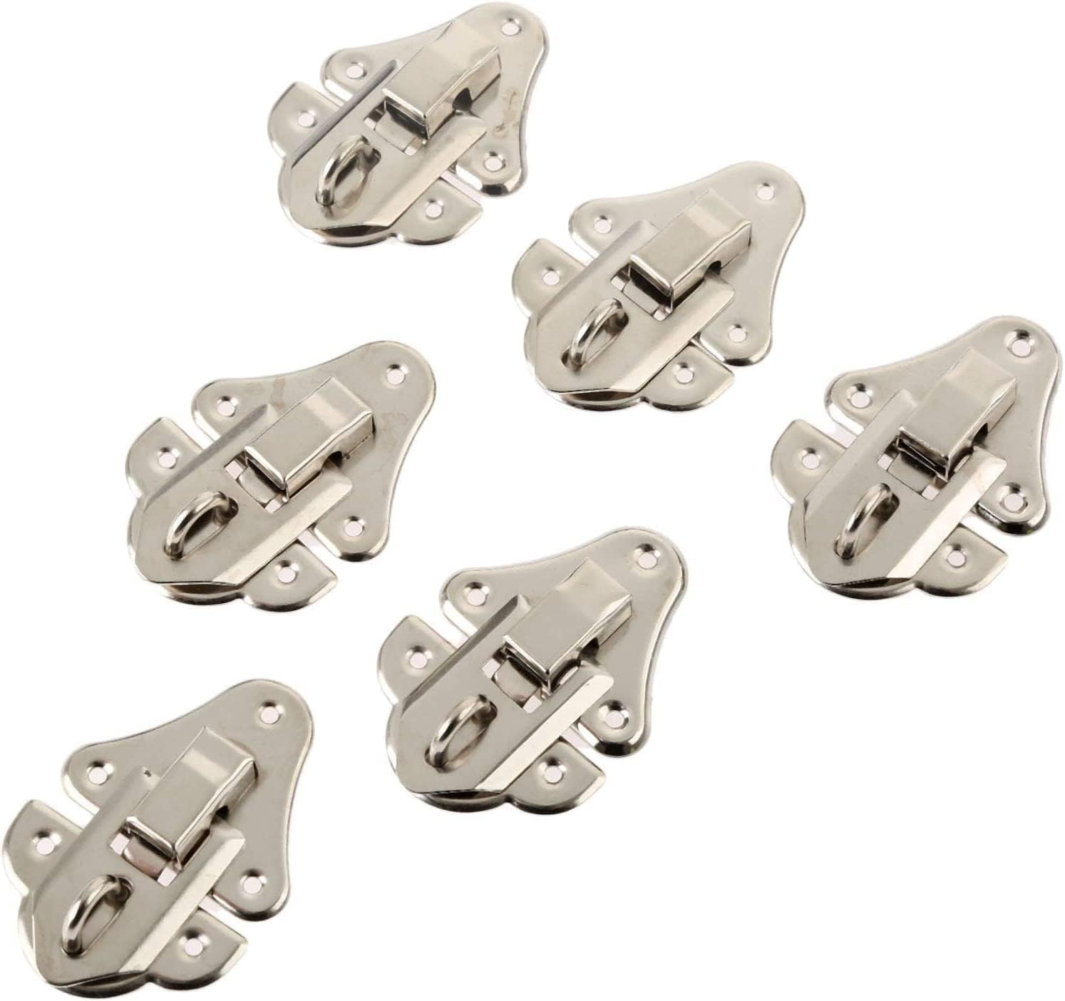 Hasps Latch, 10Pc Silver Box Lock Decorative Buckle Lock Buckle, Used for Jewelry Wooden Box Suitcase(with Screws Furniture Hardware) 48 * 35mm