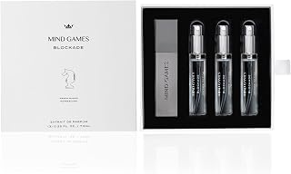 MIND GAMES Blockade Travel Trio - Luxury Fragrance for Women & Men - Mini Perfume Set for Travel - Designer Fragrance with Notes of Leather & Spicy Pepper - Perfume Gift Set - 7.5mL