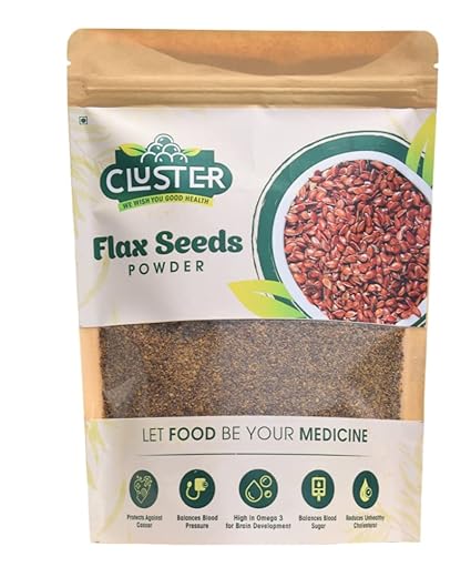 Cluster Rosted Flax Seed Powder - 400 Grams - Pure & Natural Rosted Alsi Powder - Rich in High Protein & Omega 3 Fatty Acids | Flax Seeds Powder for Eating, Weight Management | Flax Seeds Powder for Hair Growth, Skin Care | Reduces Unhealthy Cholesterol | Balances Blood Pressure and Blood Sugar