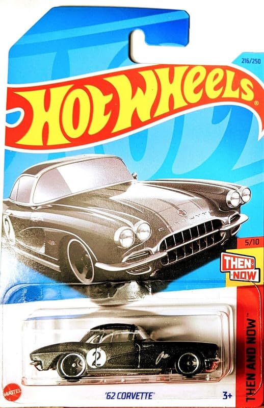 Hot Wheels 62 Corvette Then and Now Car Toy, 1:64 Scale, Grey, Ages 3 and Up