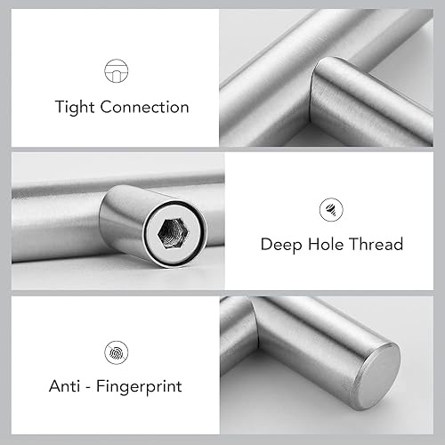 Miniatura 5 de Home Expert - Manijas de 5 pulgadas para armarios y cocinas, orificio central de 3pulgadas, paquete de 25 unidades de níquel cepillado