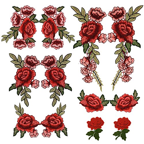 Prohouse 12PCS(6 Pairs) Embroidery Lace Flower Fabric Applique Sew on Patches Embroidered Patch DIY for clothings,jeans
