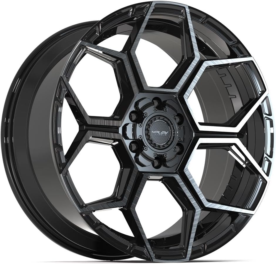 4PLAY Wheels 4PS26 22 Inch Rims and Tires Fit 6x135 & 6x139.7 22x10 Gloss Black Brushed with Tinted Clear - TerraMax RT 285/45-22 (Set of 4)