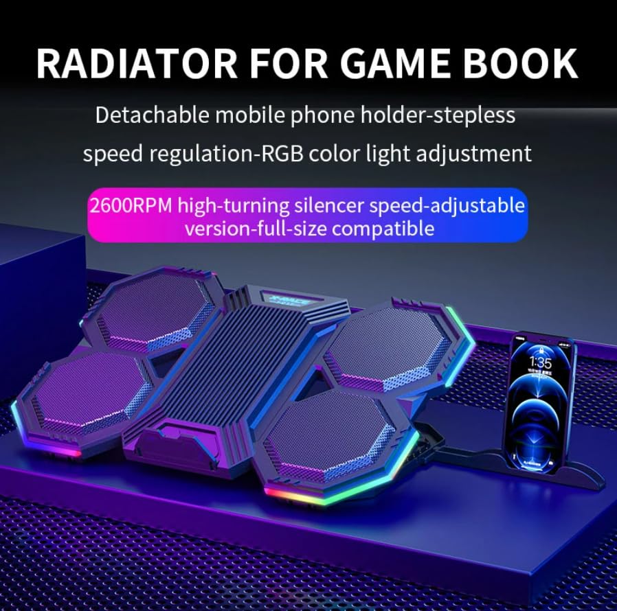 Base Cooler para Laptop RGB con 6 Ventiladores Silenciosos miniatura 2