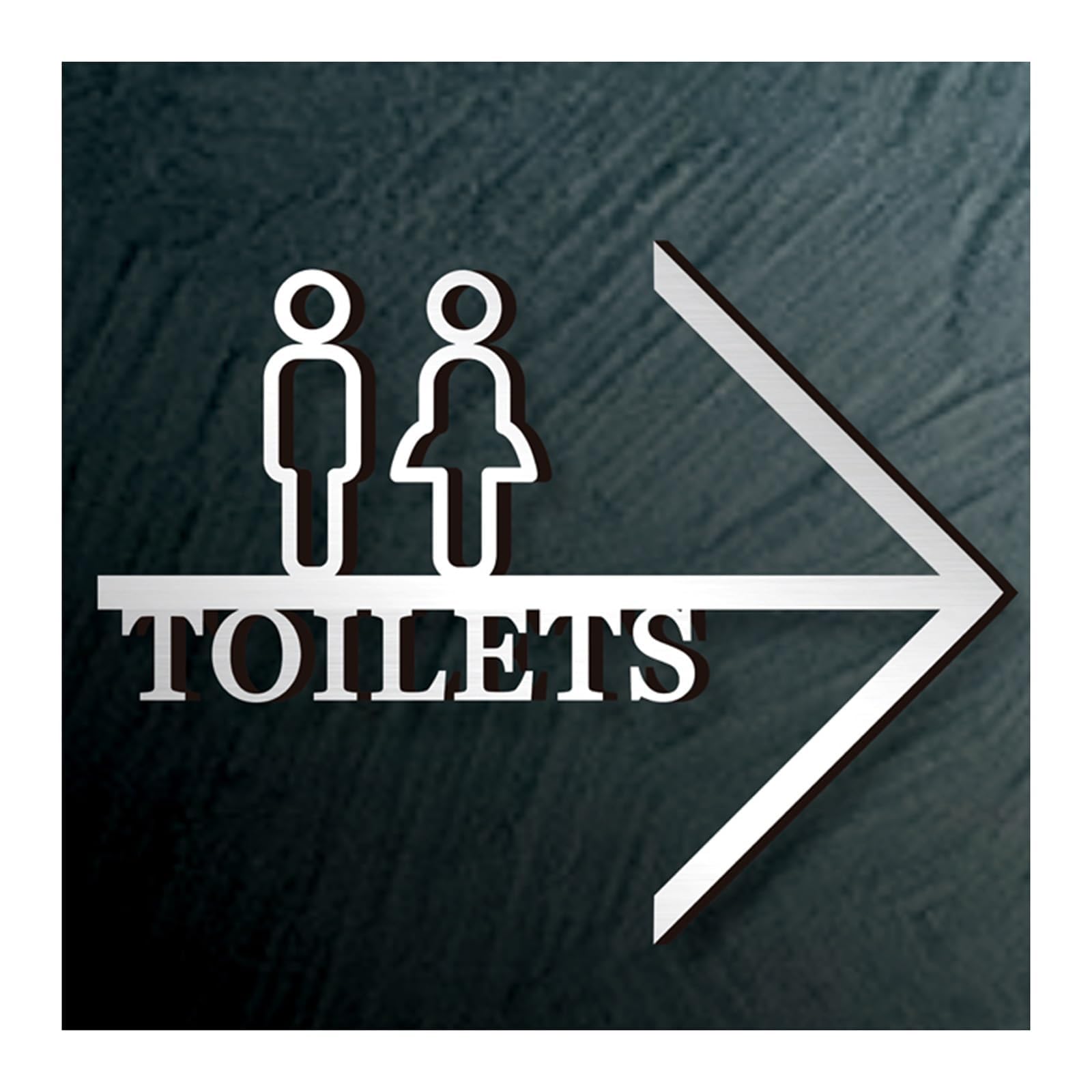 Señal de baño con flecha para oficina, restaurantes, hoteles, suministros de supermercado, dirección izquierda