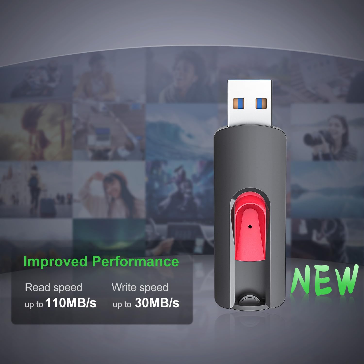Chiavetta USB 128GB, Vansuny Pendrive USB 3.0 ad Alta Velocità con Lettura 110MB/s, Design Estraibile e Compatto, Mémoire USB per PC, Mac, TV e Console di Gioco (Rosso)