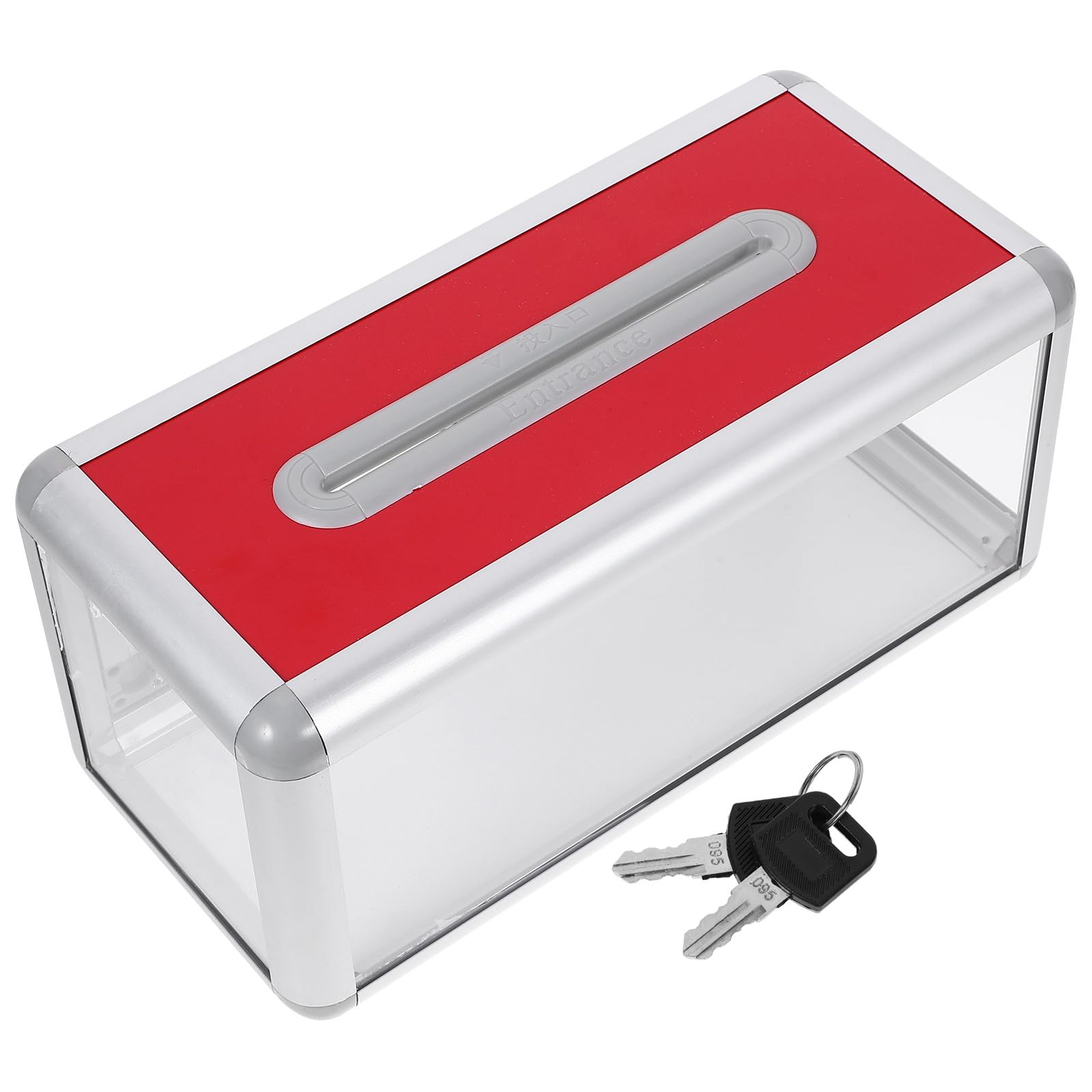 Boîte à cartes de visite rouge laquée jojofuny avec serrure pour rangement bureau