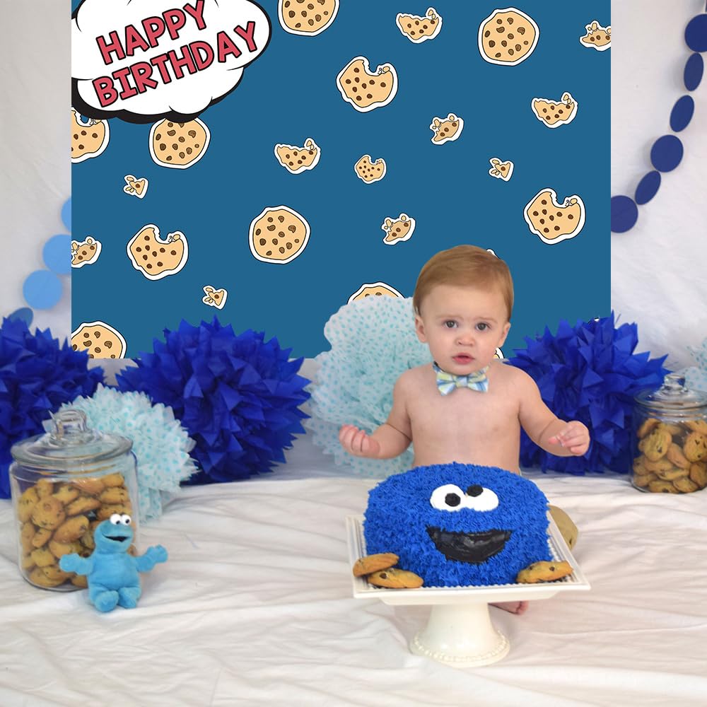 Amazon.com : Rcoaror Cookie Birthday Backdrop Blue Monster 1st Birthday  Party Background Our Little Cookie is Turning One Banner Kids Boys Cake  Table Decorations Cookies and Milk Props 71X47inch : Electronics