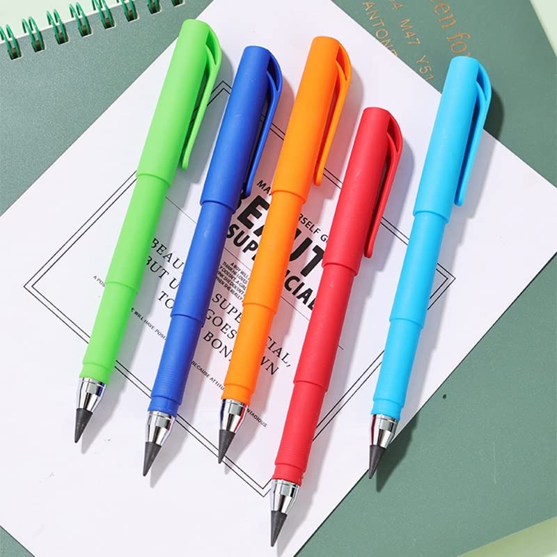 Ołówki 8 szt. Kreatywny Wieczny Długopis Nieograniczony Ołówek Bez Atramentu Zmazywalny do Rysowania SchoolKawaii Artykuły Papiernicze (8 szt. Zielony) (8 szt. Żółty)