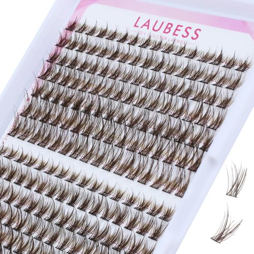 Image of Brown Lash Clusters Natural Cluster Lashes Wispy Eyelash Clusters LAUBESS Cluster Eyelash Extensions D Curl Soft Thin Band Short Individual Lashes (Brown Natural 01 /02-0.07D-8-14mm)