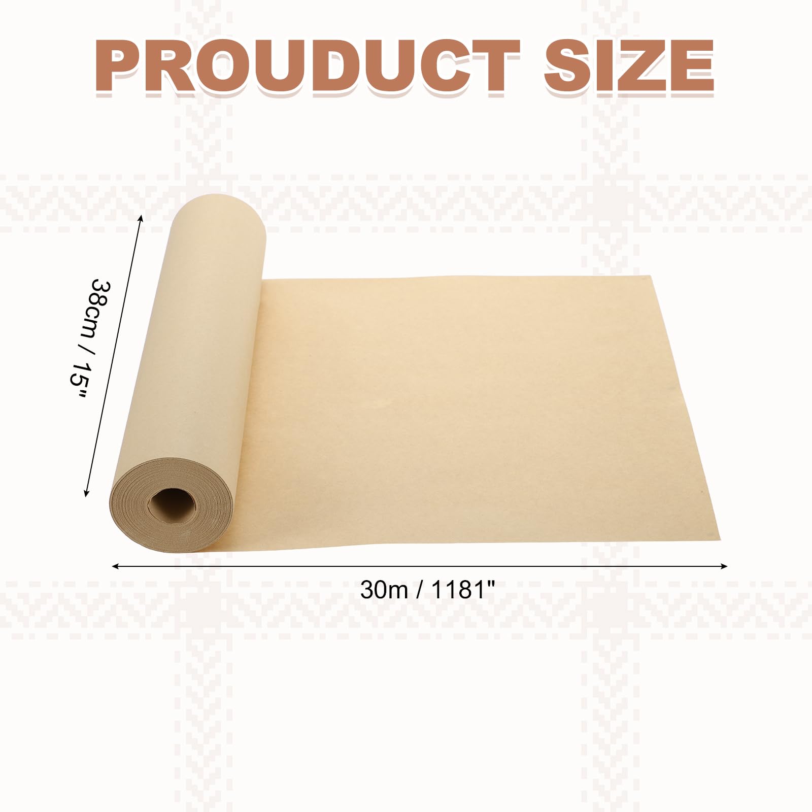 QUARKZMAN Carta Da Imballaggio Kraft 15"x 1181"(98.42' Carta Bianco 738GSM | Decorativa Kraft, Per Regali, Bouquet Fiori, Bacheca Arte Pittura Artigianato Imballaggio Trasporto