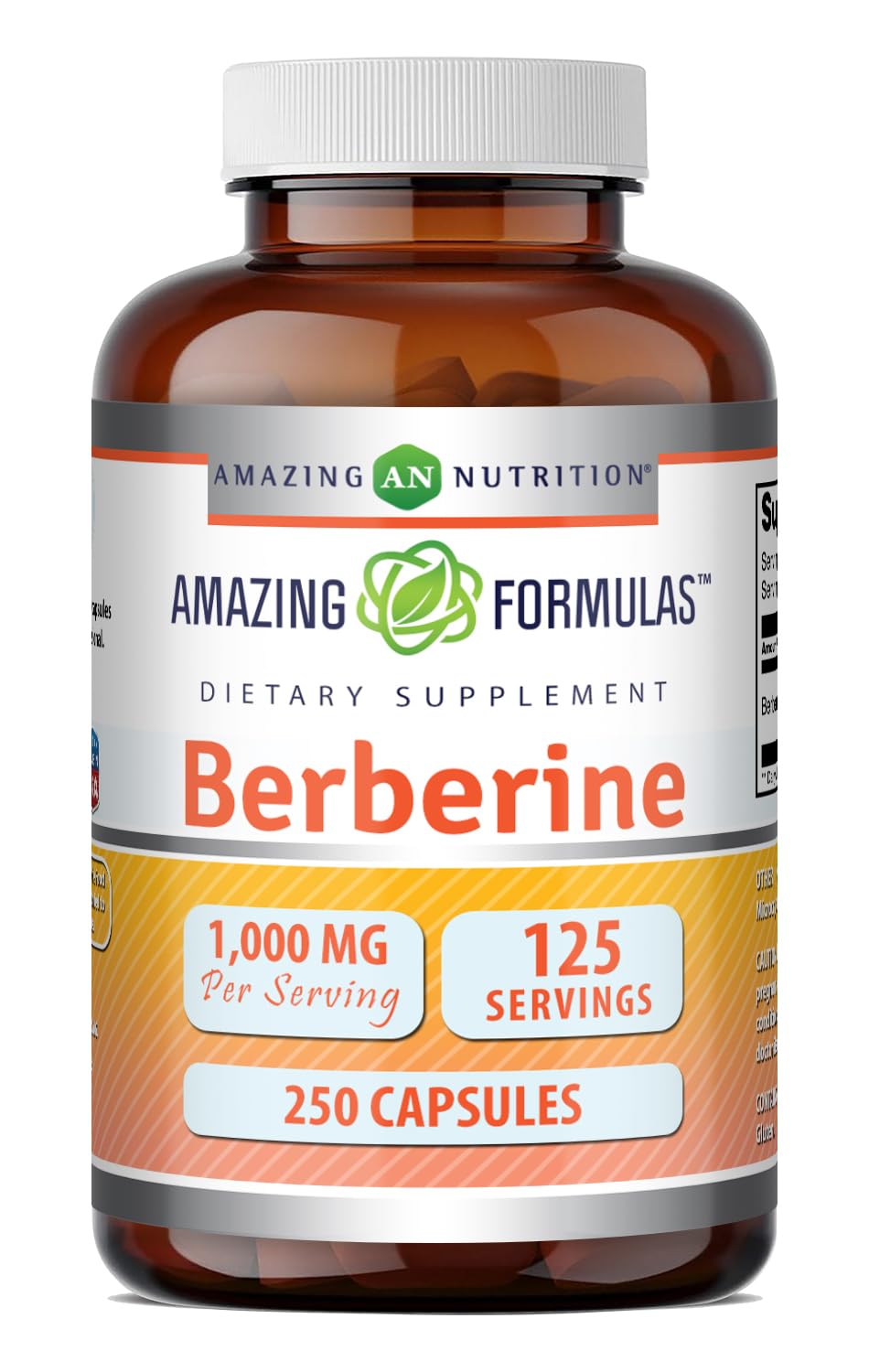 Amazing Formulas Berberine 1000mg Per Serving 250 Capsules Supplement | Non GMO | Gluten Free | Made in USA- Proudly Made in the USA with Guaranteed Purity & Potency 250 Count