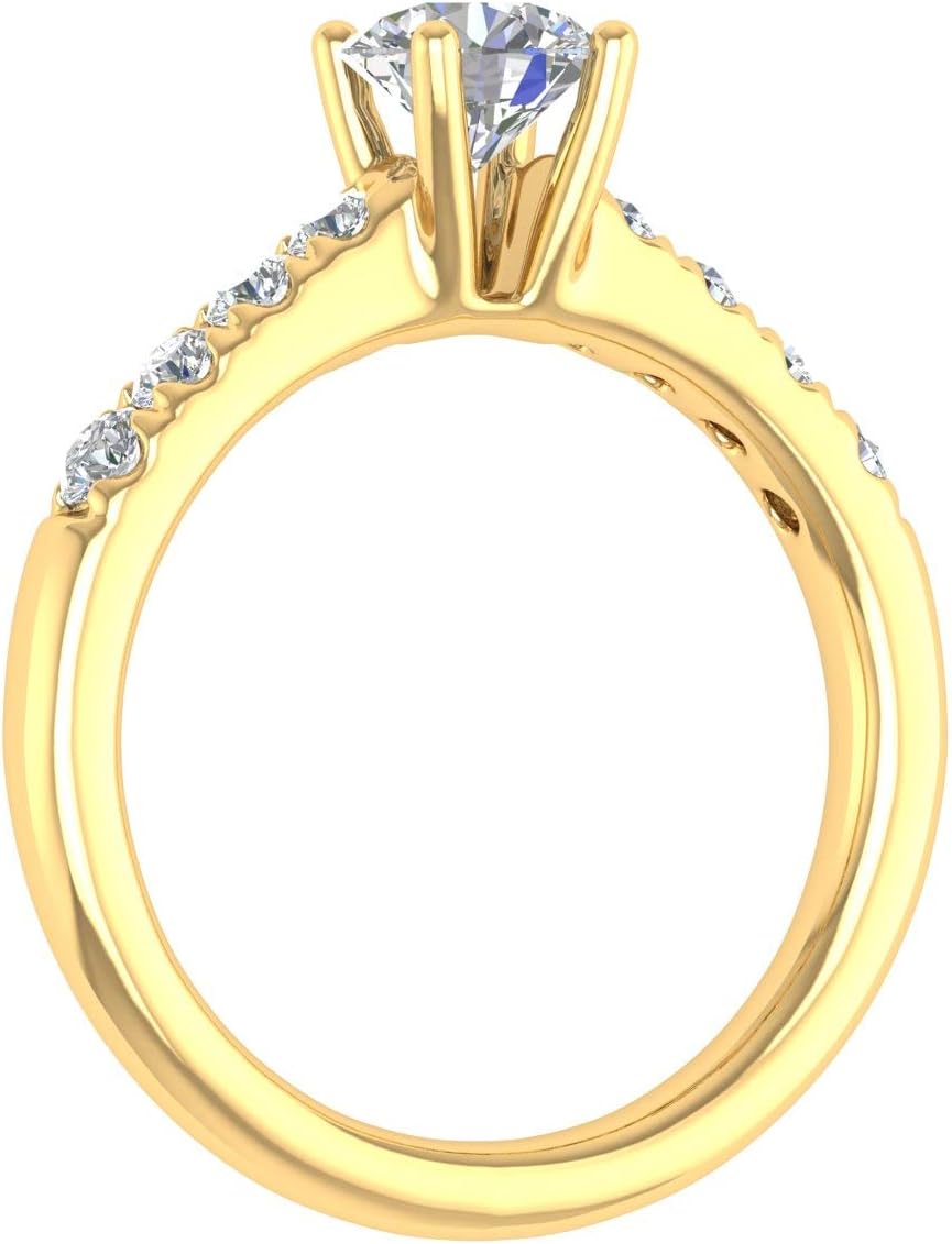 FINEROCK 3/4 Carat Diamond Engagement Ring Band in 14K Gold (I1-I2 Clarity)