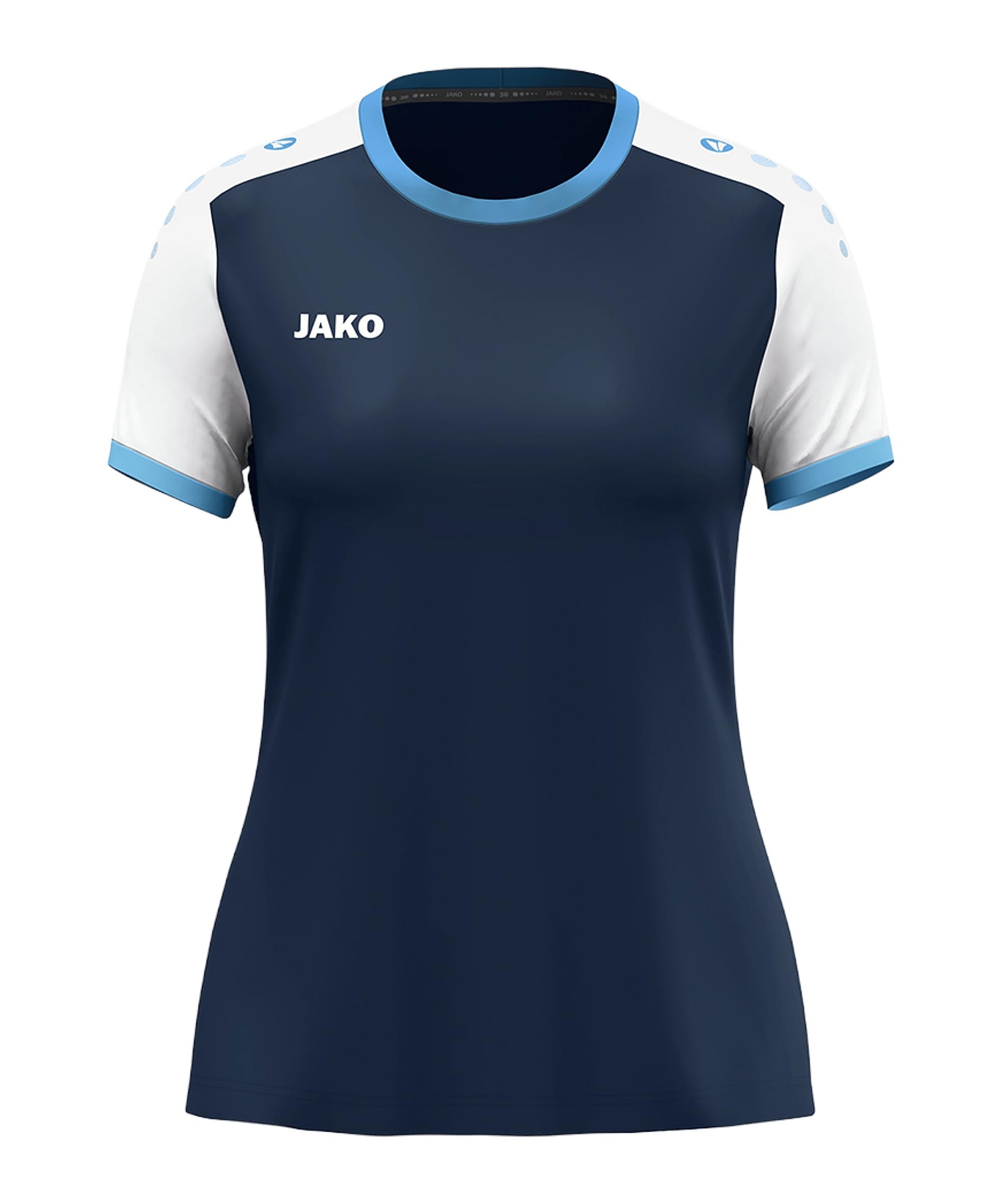 JAKO Women's Dynamic Short Sleeve Jersey, Navy/White/SkyBlue, L