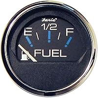 Faria Beede 13701 Chesapeake 2" Stainless Steel Fuel Level Gauge E-1/2-F Black Dial Marine