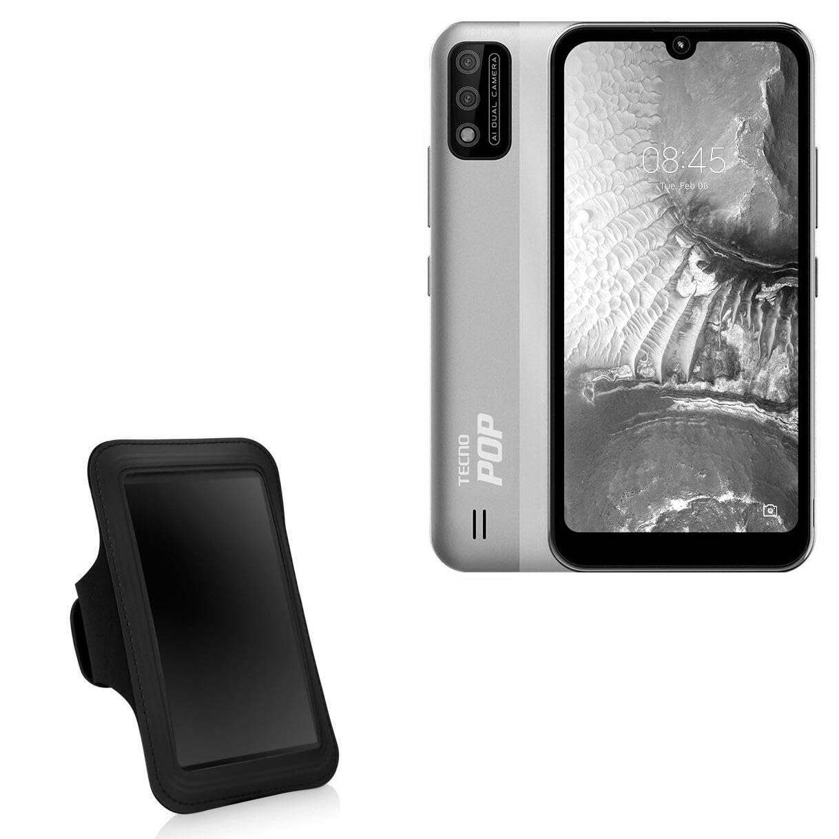 BoxWave Case Compatible with Tecno Pop 5S - Sports Armband, Adjustable Armband for Workout and Running - Jet Black