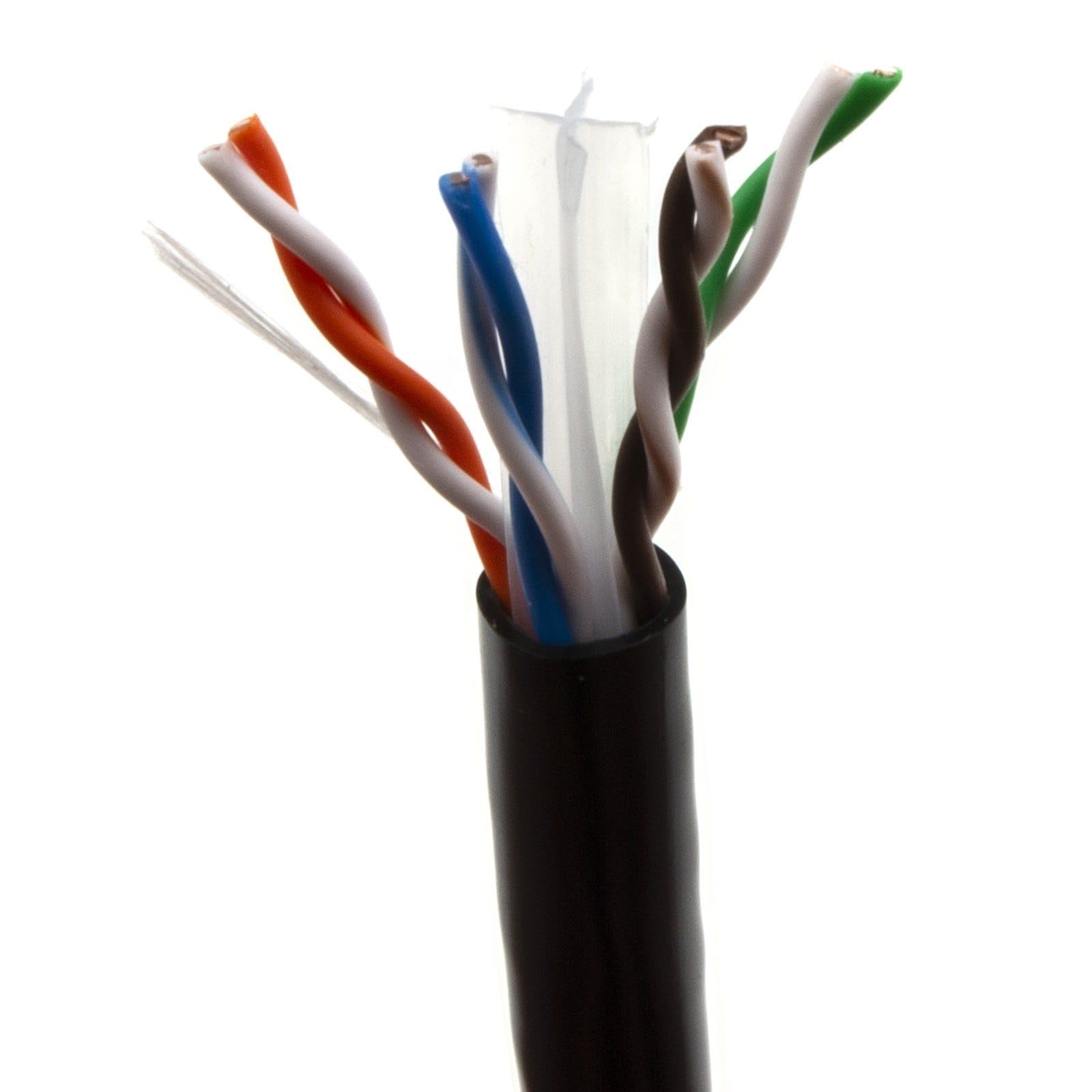 kenable Cable de red Ethernet de cobre CAT6 externo para uso en exteriores, UTP, 100 m, color negro [100 metros] para red, POE, CCTV y control de puerta.