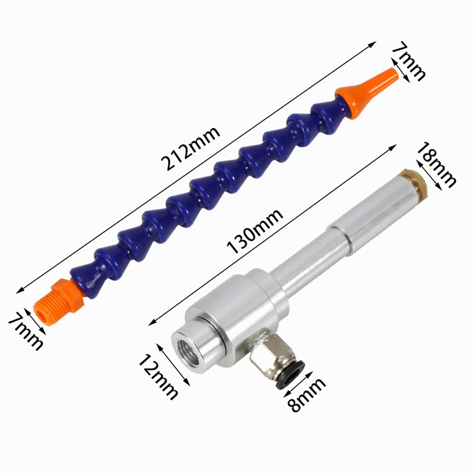 Pistola di Raffreddamento ad Aria Fredda 130mm, Mini Pistola per Aria Compressa con Tubo Flessibile e Valvola Regolabile, per Macchine Utensili ed Elettronica