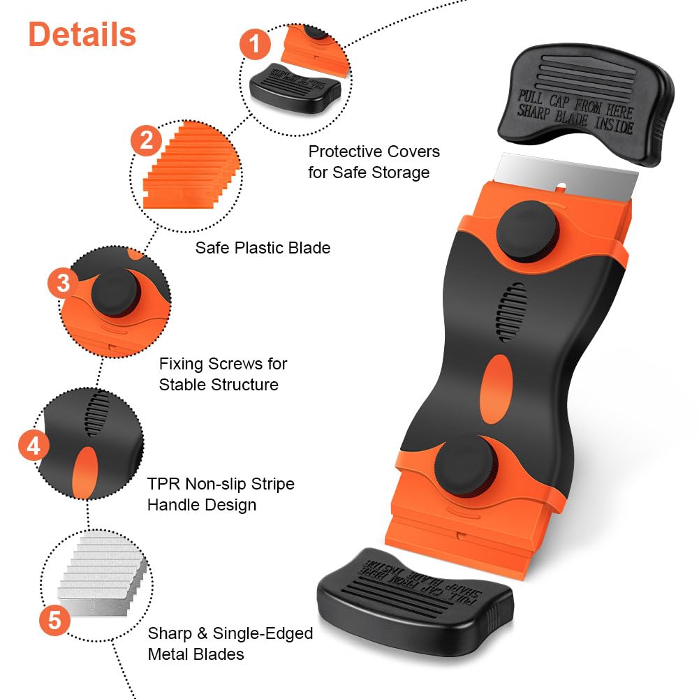 Raschietto Multiuso Con 15 Lame Di Ricambio - Per Piano Cottura, Vetro, Etichette E Colla - Foto 11