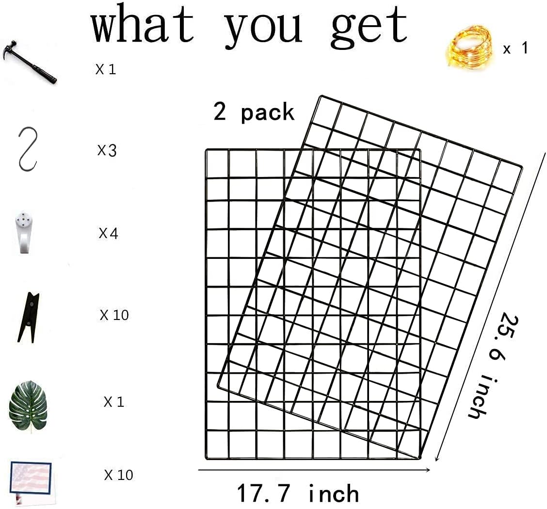 BULYZER Grid Wire Board,for Memo Picture Panel Wall Decoration for Room Office Mat Photo Hanging Art Display Frames Desk Storage Organizer