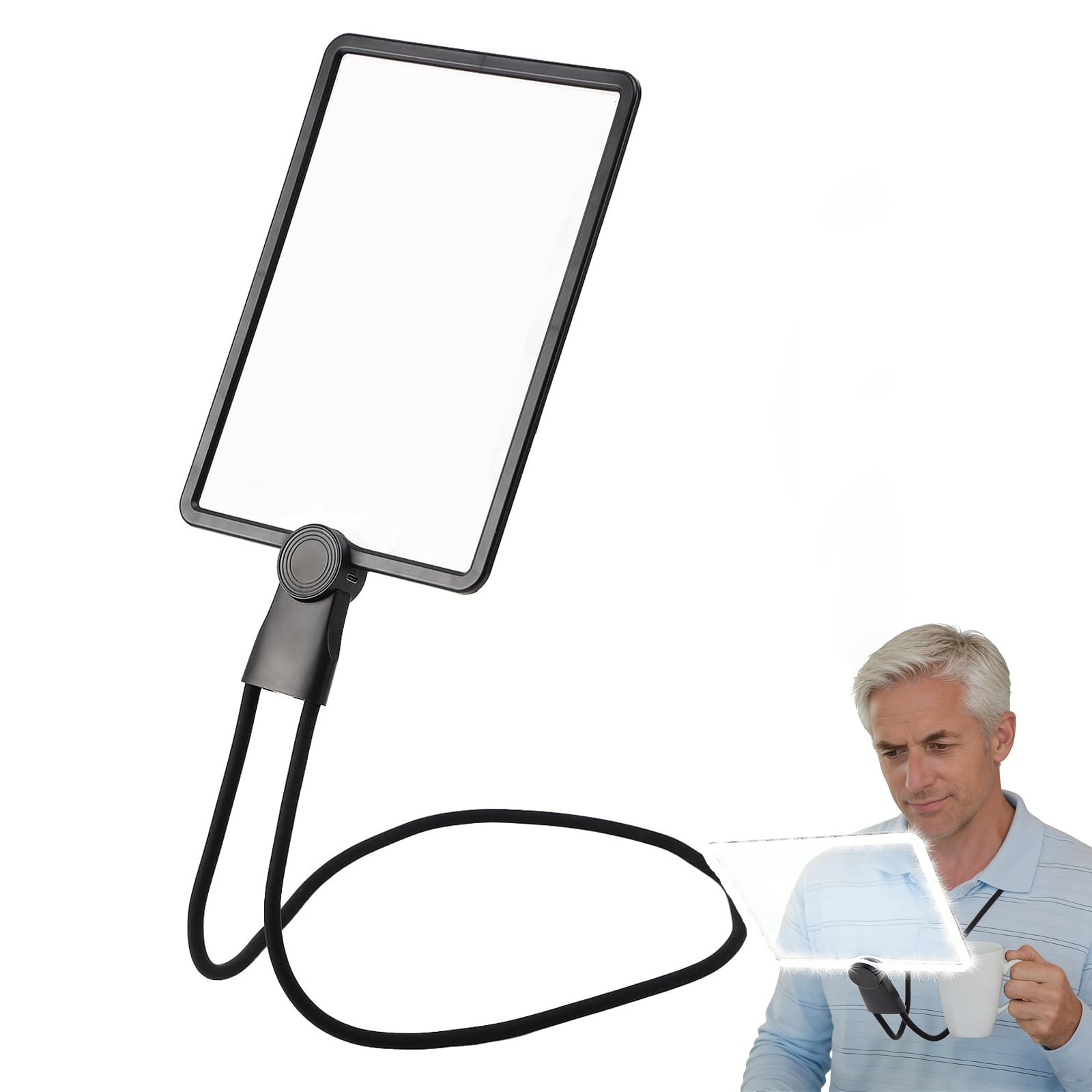 Loupe de lecture avec lampe LED rechargeable 1000 mAh et grand écran 1,8X
