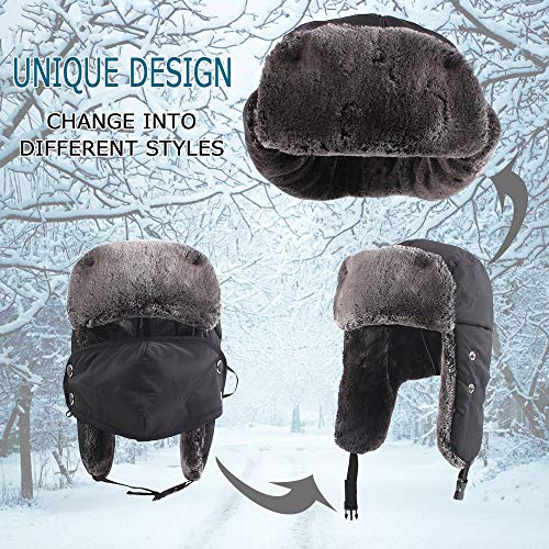 Winter Boy Trapper Trooper Hat Outdoor Warm Girls Ski Cap Windproof Mask Ear Flaps Hats for Kids2