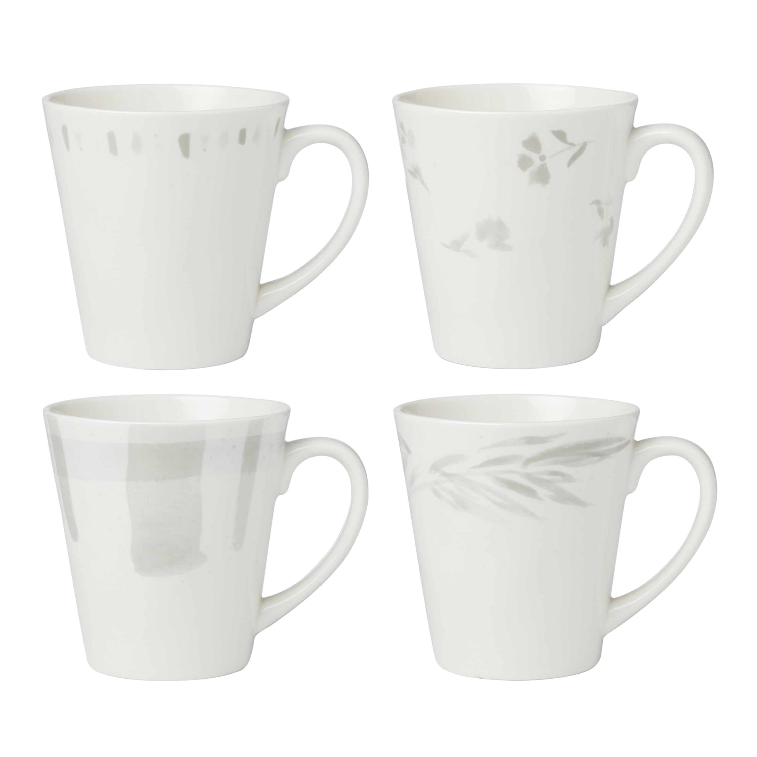 Lenox Oyster Bay – Set Di 4 Tazze In Porcellana Bianca Con Dettagli Grigi, Lavabili In Lavastoviglie - 3