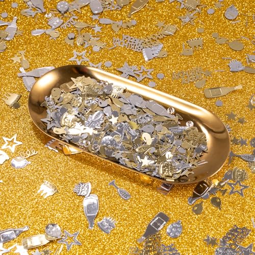 Image of Light Gold and Silver Happy Birthday Confetti, 3000 Pcs Birthday Cake Table Metallic Foil Confetti Party Table Decor for Party, Baby Shower, DIY Arts and Crafting