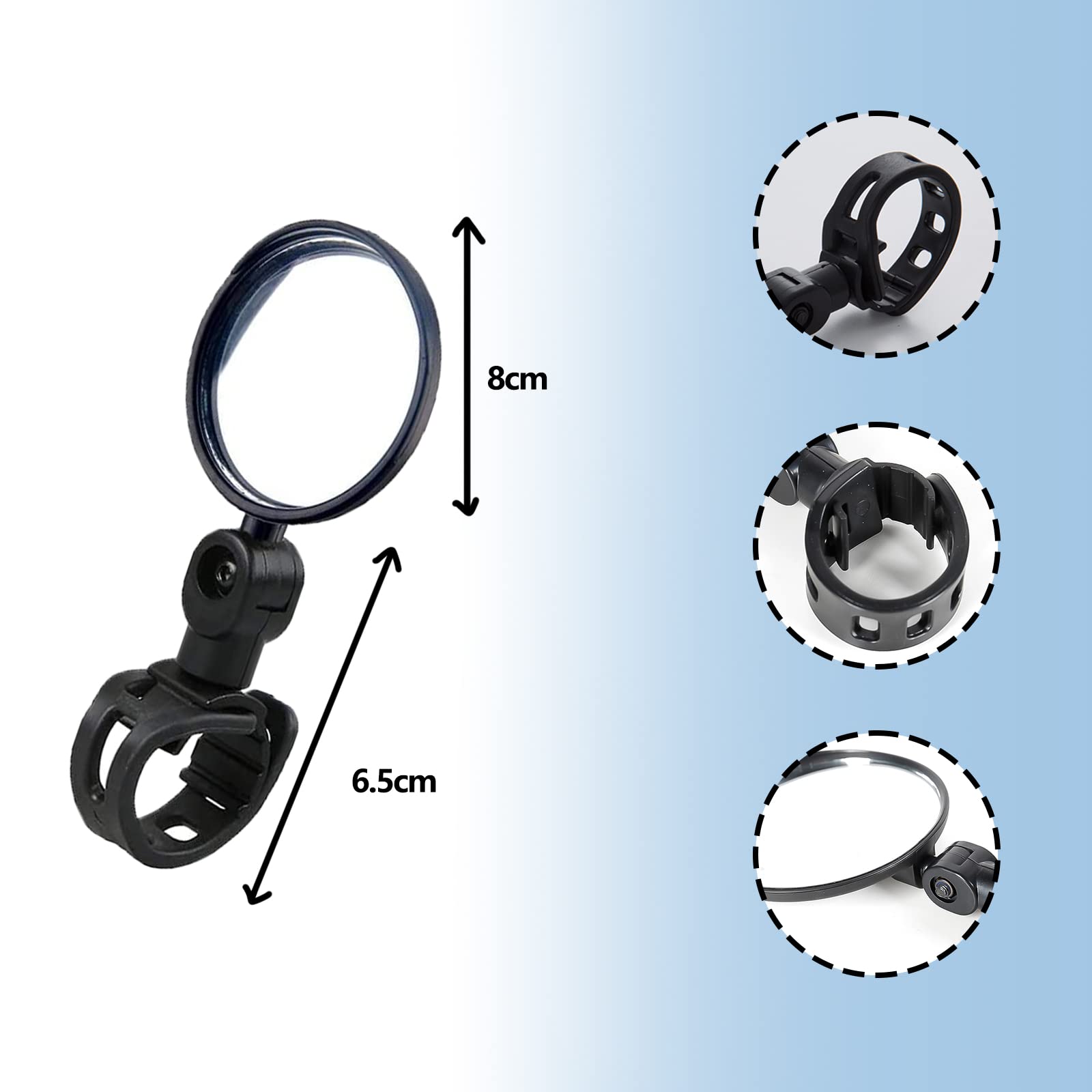 Per Manubrio 22-32mm Specchietti Bici Girevoli 360° | 2 Pezzi Per Manubrio | Visione Grandangolare Per Bici, Scooter E Moto Accessori Bici Elettrica - Foto 13