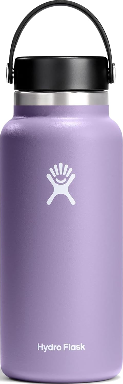 Hydro Flask Water Bottle - Insulated Stainless Steel - Wide Mouth FLex Lid, Non Spill, Leakproof and Refillable in 32 Oz Moonshadow