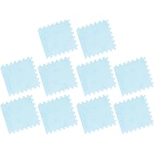 Karlak Plush Puzzle Foam Floor Mat Prevent Slip 10pcs, Cozy Space, Anti Slip Surfaces, Ideal for Nurseries, Made of EVA Foam & Plush Light Blue